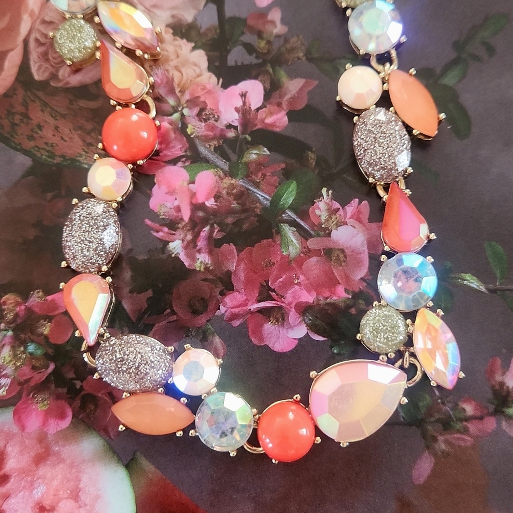 Brulee Statement Necklace Featuring Glitter Stones